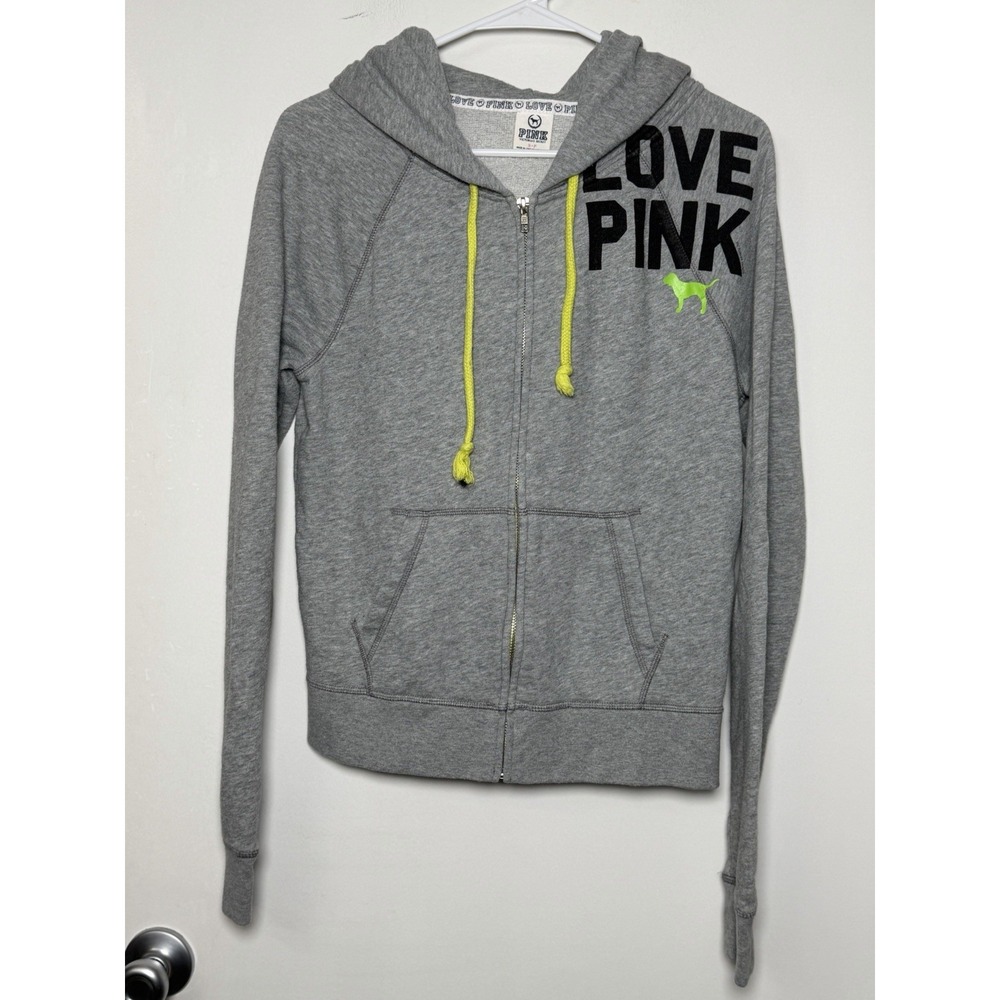 Victorias Secret Pink Gray Full Zip Hoodie Small Y2K
